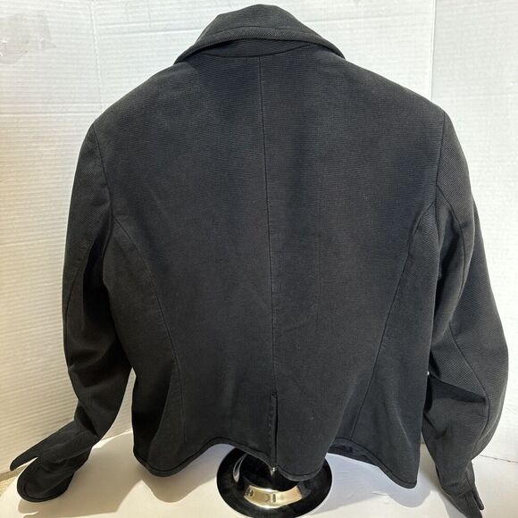 Talbots Women’s Sz 14P Black Blazer Business‎ Causal Cotton/Silk Cropped - Picture 5 of 11